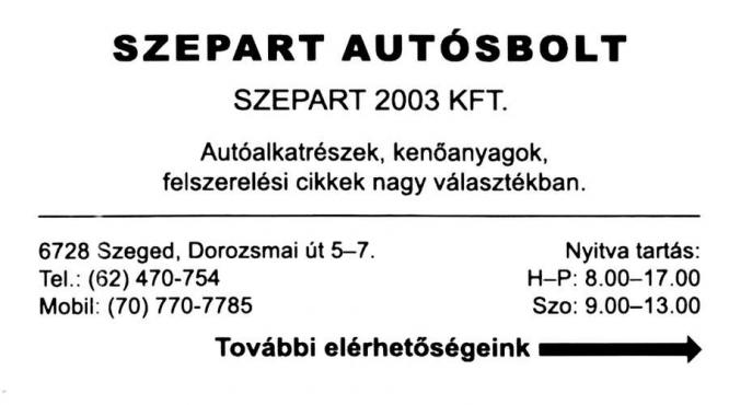 Szepart Autóalkatrész Szeged