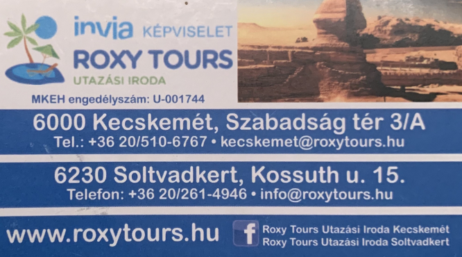 INVIA KÉPVISELET KECSKEMÉT ROXY TOURS UTAZÁSI IRODA