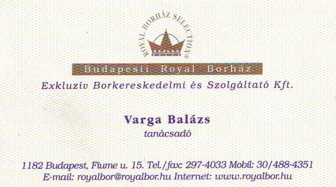 Budapesti Royal Borház Varga Balázs tanácsadó