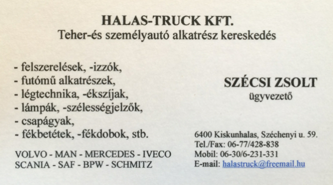 HALAS-TRUCK Kft. Szécsi Zsolt