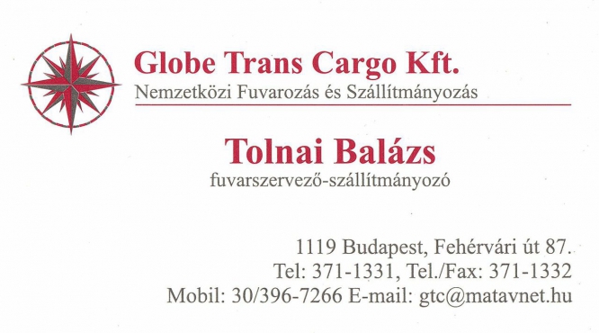 Globe Trans Cargo Nemzetközi Fuvarozás és Szállítmányozás Tolnai Balázs